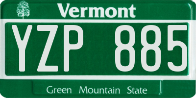 VT license plate YZP885