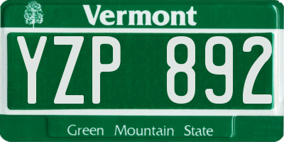 VT license plate YZP892