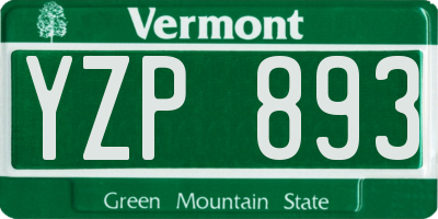 VT license plate YZP893