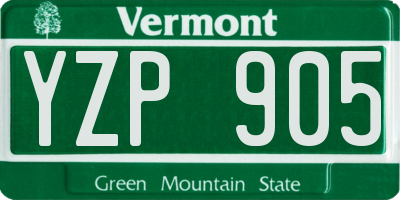 VT license plate YZP905