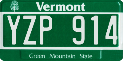 VT license plate YZP914
