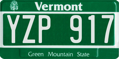 VT license plate YZP917