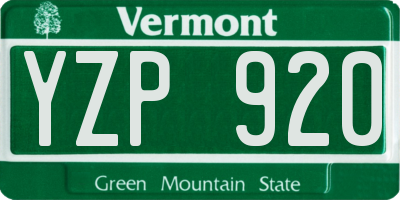 VT license plate YZP920