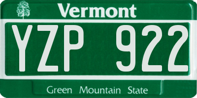VT license plate YZP922