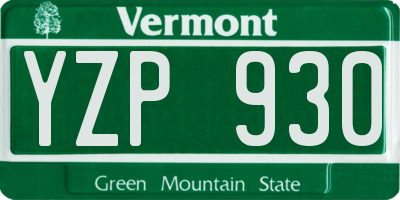 VT license plate YZP930