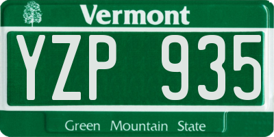 VT license plate YZP935