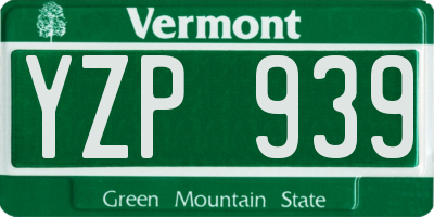 VT license plate YZP939