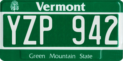 VT license plate YZP942