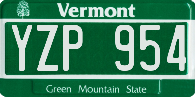 VT license plate YZP954