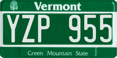 VT license plate YZP955