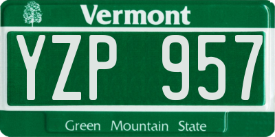 VT license plate YZP957