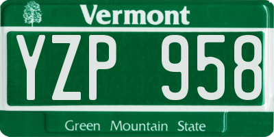 VT license plate YZP958