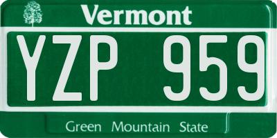 VT license plate YZP959
