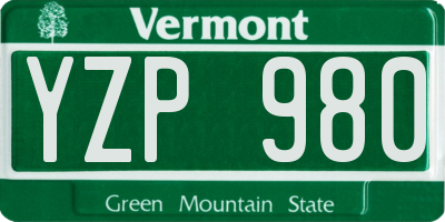 VT license plate YZP980