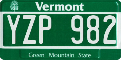 VT license plate YZP982