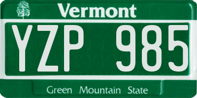 VT license plate YZP985