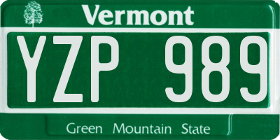 VT license plate YZP989