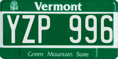 VT license plate YZP996