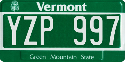 VT license plate YZP997