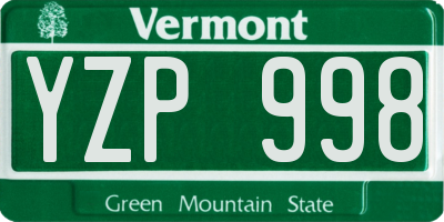 VT license plate YZP998