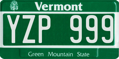 VT license plate YZP999