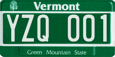 VT license plate YZQ001