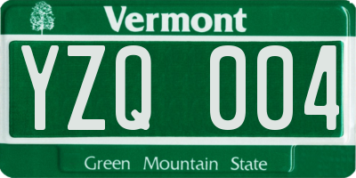VT license plate YZQ004