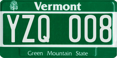 VT license plate YZQ008