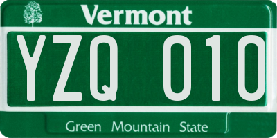 VT license plate YZQ010