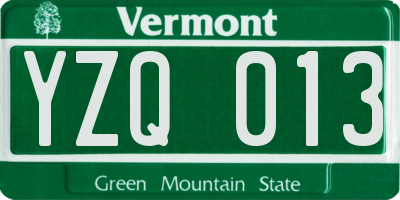 VT license plate YZQ013