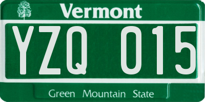 VT license plate YZQ015