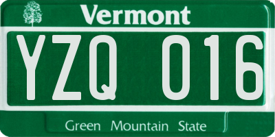 VT license plate YZQ016
