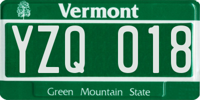 VT license plate YZQ018