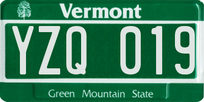 VT license plate YZQ019