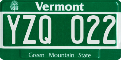 VT license plate YZQ022