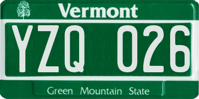 VT license plate YZQ026