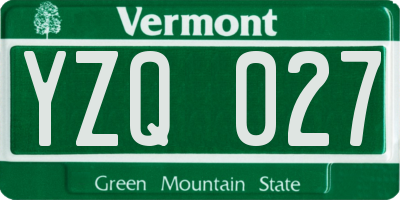 VT license plate YZQ027
