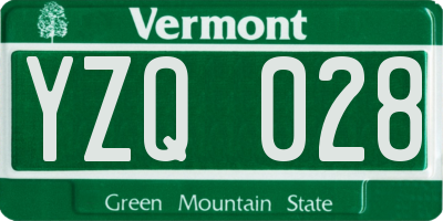 VT license plate YZQ028