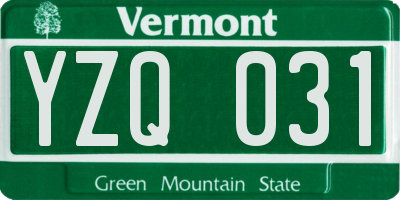 VT license plate YZQ031