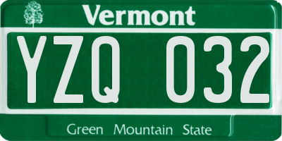 VT license plate YZQ032