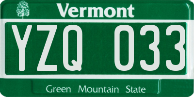 VT license plate YZQ033
