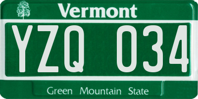 VT license plate YZQ034