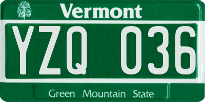 VT license plate YZQ036