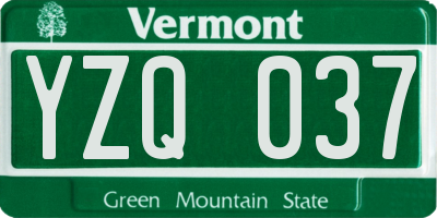 VT license plate YZQ037