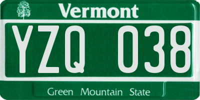 VT license plate YZQ038