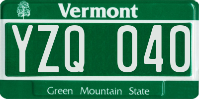 VT license plate YZQ040