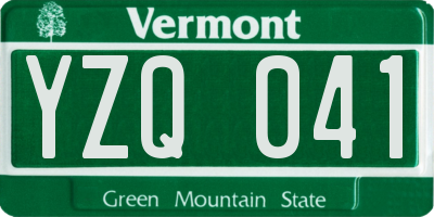 VT license plate YZQ041