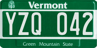 VT license plate YZQ042