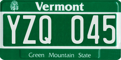 VT license plate YZQ045