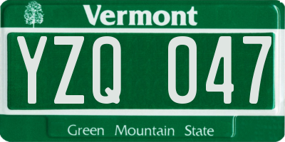 VT license plate YZQ047